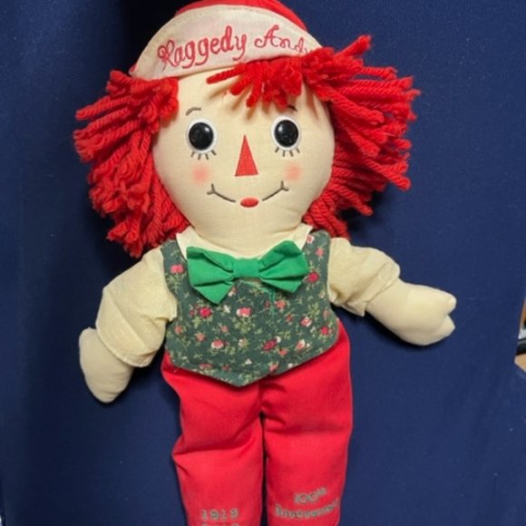 Raggedy Andy Doll Stuffed Movable Legs 100th Anniversary Embroidered 1915-2015 - Picture 8 of 11